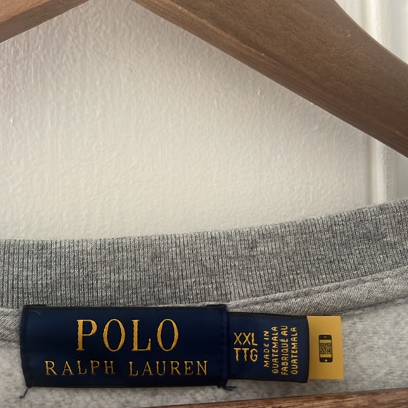 Polo Ralph Lauren Grey Duffle Coat Bear Graphic Fleece Sweatshirt Sweater XXL - Picture 4 of 4